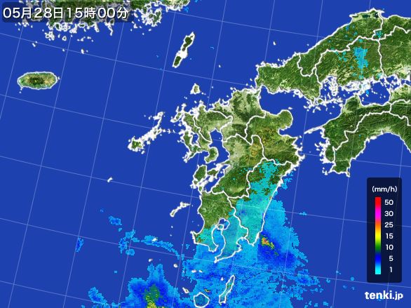 九州地方の雨雲レーダー(2015年05月28日)