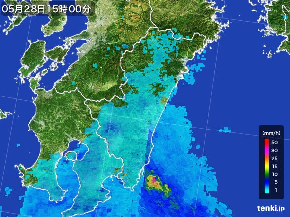 宮崎県の雨雲レーダー(2015年05月28日)