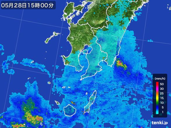 鹿児島県の雨雲レーダー(2015年05月28日)