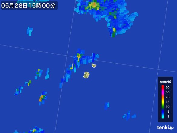 南大東島(沖縄県)の雨雲レーダー(2015年05月28日)