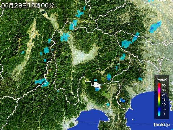 山梨県の雨雲レーダー(2015年05月29日)