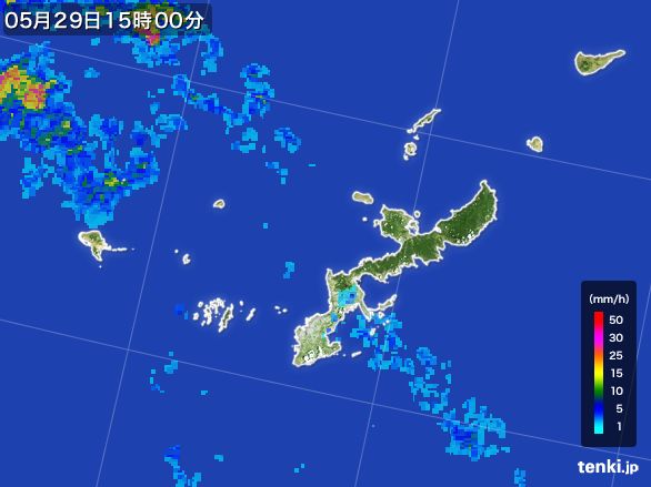 沖縄県の雨雲レーダー(2015年05月29日)