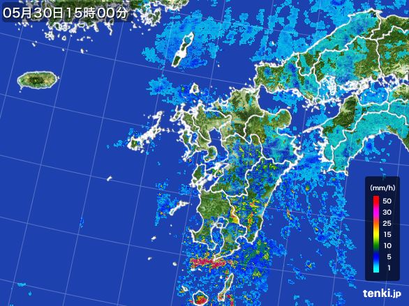 九州地方の雨雲レーダー(2015年05月30日)