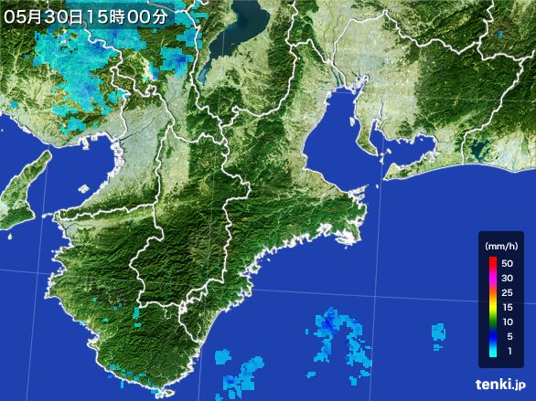 三重県の雨雲レーダー(2015年05月30日)