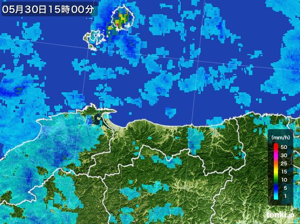 鳥取県の雨雲レーダー(2015年05月30日)