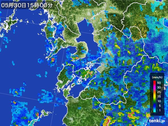 熊本県の雨雲レーダー(2015年05月30日)