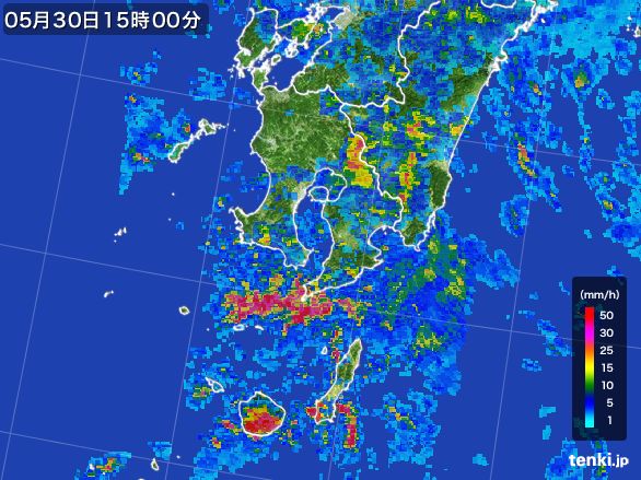 鹿児島県の雨雲レーダー(2015年05月30日)