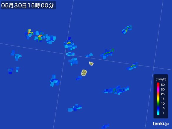 南大東島(沖縄県)の雨雲レーダー(2015年05月30日)