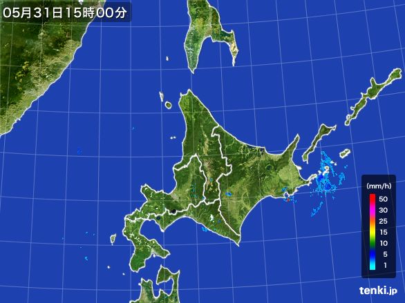 北海道地方の雨雲レーダー(2015年05月31日)