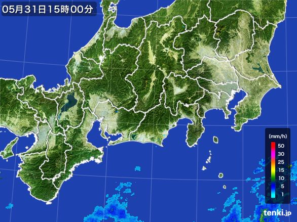 東海地方の雨雲レーダー(2015年05月31日)