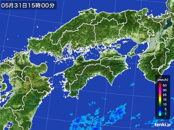 四国地方の雨雲レーダー(2015年05月31日)