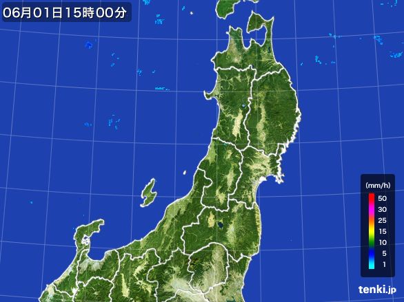 東北地方の雨雲レーダー(2015年06月01日)