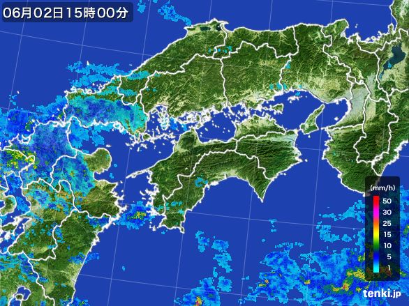 四国地方の雨雲レーダー(2015年06月02日)