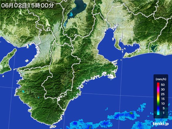 三重県の雨雲レーダー(2015年06月02日)