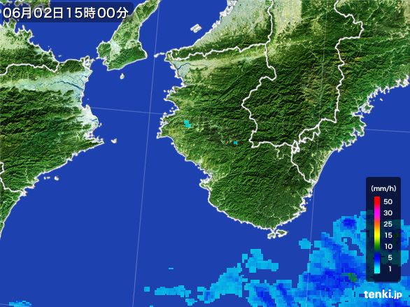 和歌山県の雨雲レーダー(2015年06月02日)