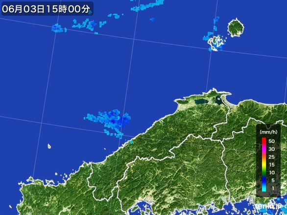 島根県の雨雲レーダー(2015年06月03日)