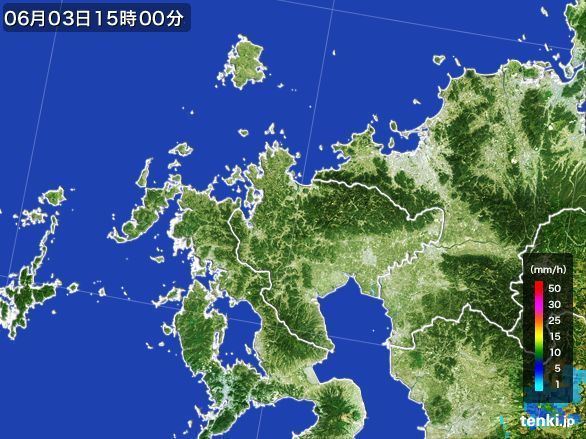 佐賀県の雨雲レーダー(2015年06月03日)