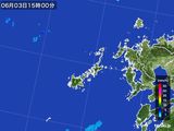 2015年06月03日の長崎県(五島列島)の雨雲レーダー