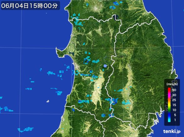 秋田県の雨雲レーダー(2015年06月04日)