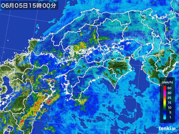 四国地方の雨雲レーダー(2015年06月05日)