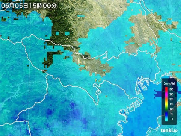 東京都の雨雲レーダー(2015年06月05日)