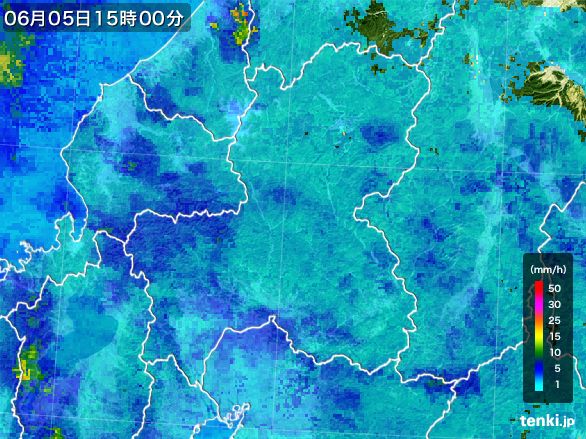 岐阜県の雨雲レーダー(2015年06月05日)