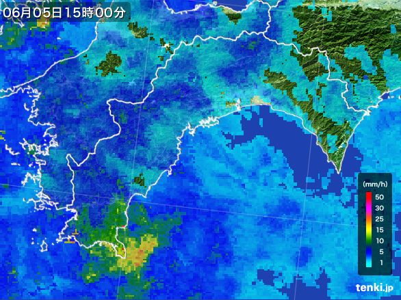 高知県の雨雲レーダー(2015年06月05日)