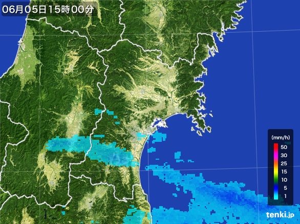 宮城県の雨雲レーダー(2015年06月05日)