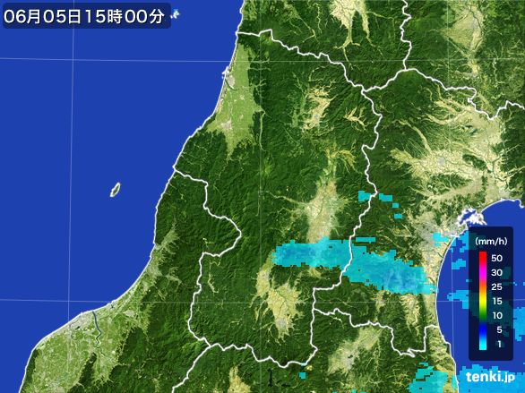 山形県の雨雲レーダー(2015年06月05日)