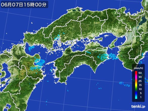 四国地方の雨雲レーダー(2015年06月07日)