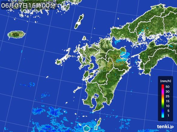 九州地方の雨雲レーダー(2015年06月07日)