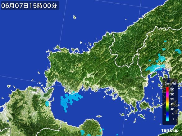 山口県の雨雲レーダー(2015年06月07日)