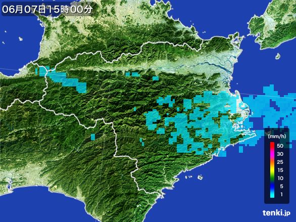 徳島県の雨雲レーダー(2015年06月07日)