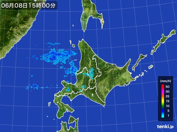 北海道地方の雨雲レーダー(2015年06月08日)