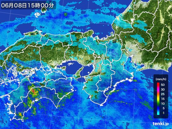 近畿地方の雨雲レーダー(2015年06月08日)