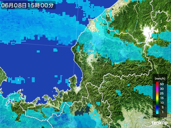 福井県の雨雲レーダー(2015年06月08日)