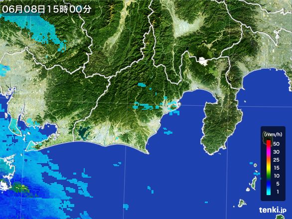 静岡県の雨雲レーダー(2015年06月08日)