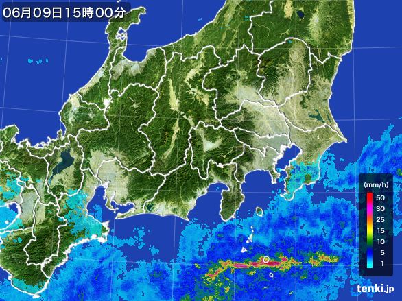 関東・甲信地方の雨雲レーダー(2015年06月09日)