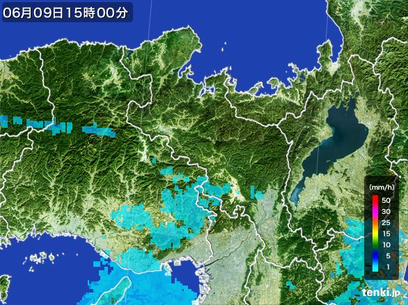 京都府の雨雲レーダー(2015年06月09日)