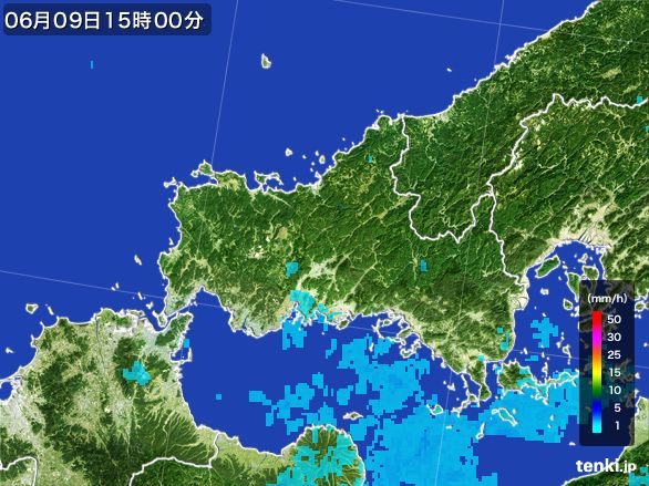 山口県の雨雲レーダー(2015年06月09日)