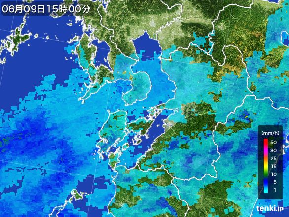 熊本県の雨雲レーダー(2015年06月09日)