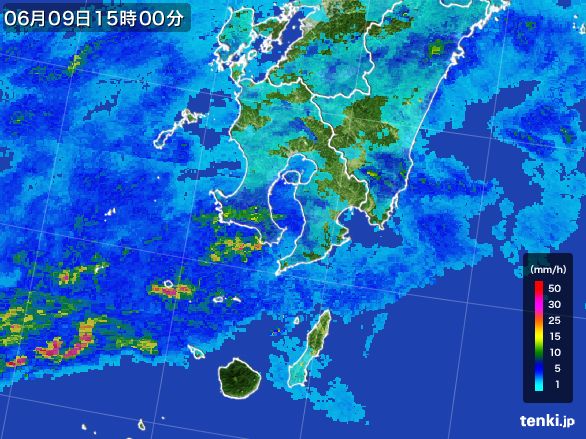 鹿児島県の雨雲レーダー(2015年06月09日)