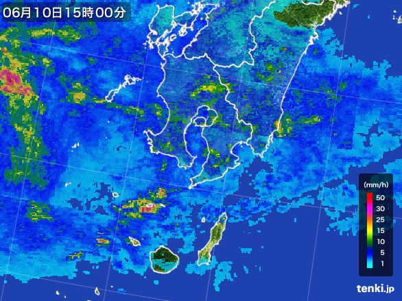 鹿児島県の雨雲レーダー(2015年06月10日)
