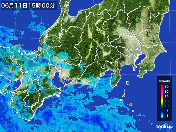 東海地方の雨雲レーダー(2015年06月11日)