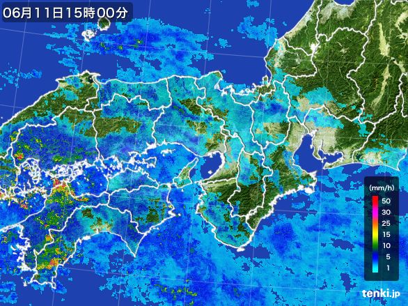 近畿地方の雨雲レーダー(2015年06月11日)