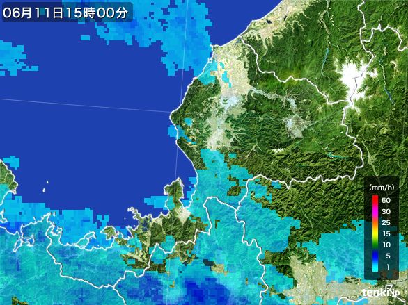福井県の雨雲レーダー(2015年06月11日)