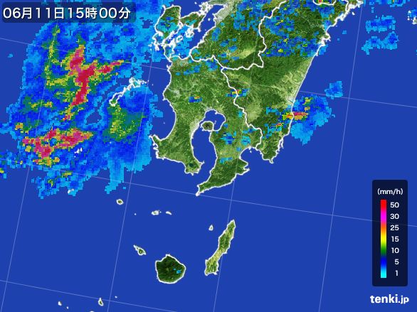 鹿児島県の雨雲レーダー(2015年06月11日)