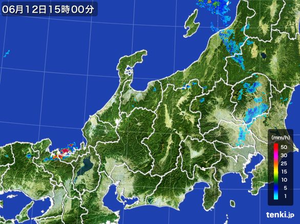北陸地方の雨雲レーダー(2015年06月12日)