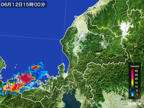 福井県の雨雲レーダー(2015年06月12日)