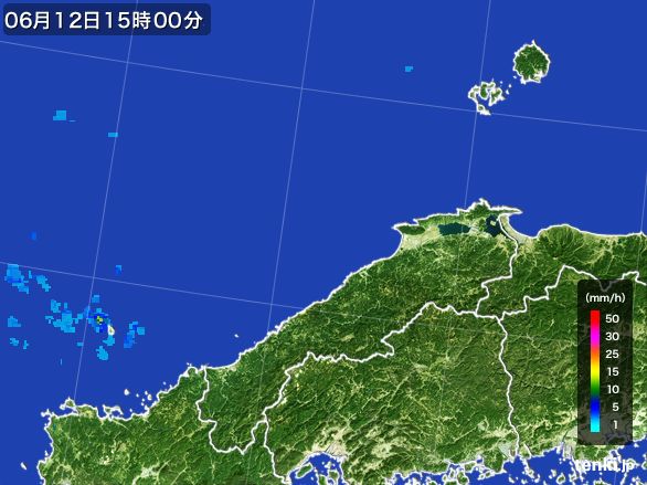 島根県の雨雲レーダー(2015年06月12日)